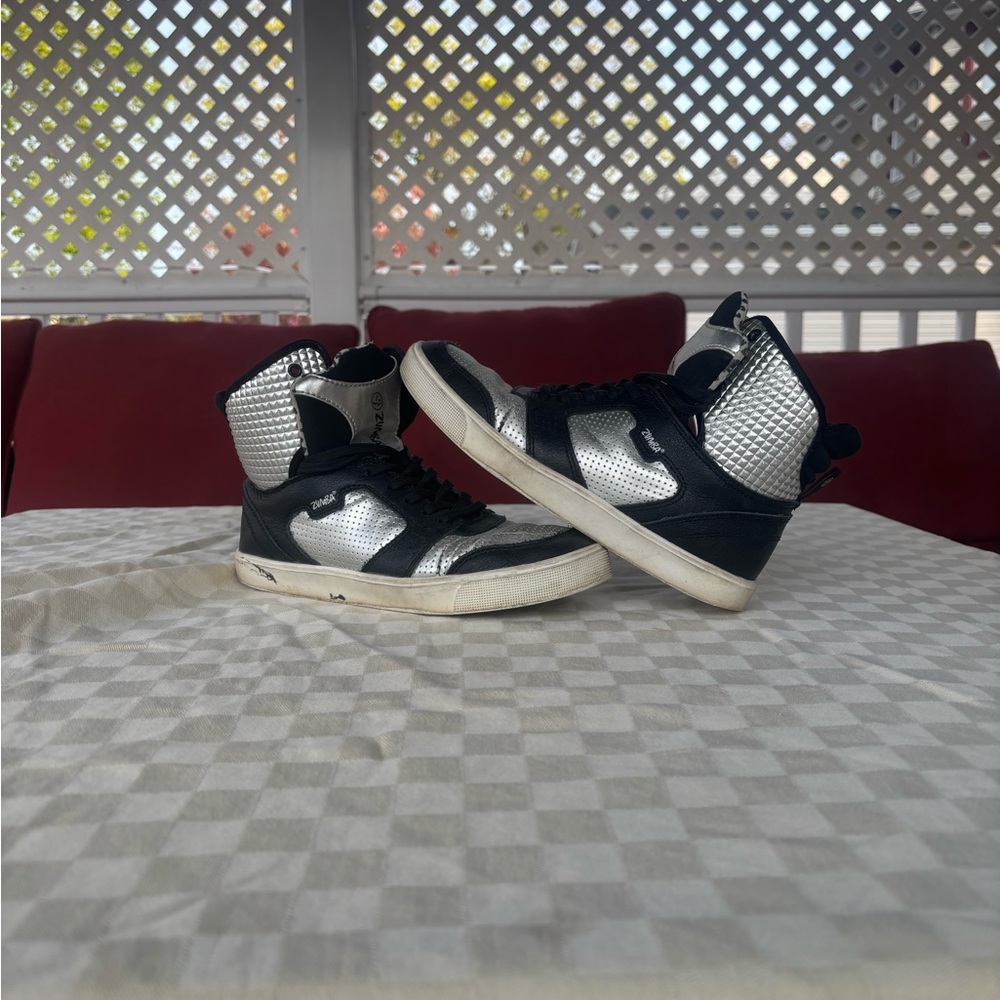 Zumba High-Top Sneakers in Silver and Black